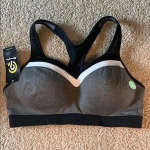 NWT champion grey, black, white sports bra L